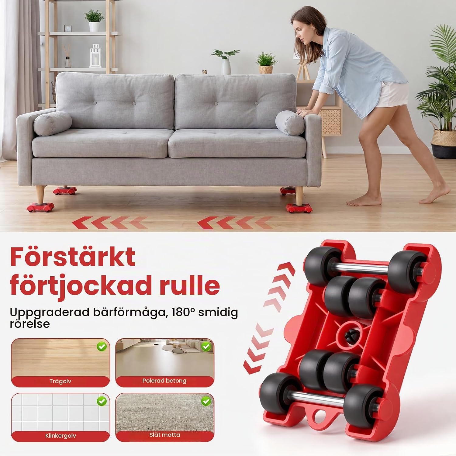 Detalle de Zourglow ZY-DT072-14-EU möbelflyttningssats med lyft och 500 kg kapacitet