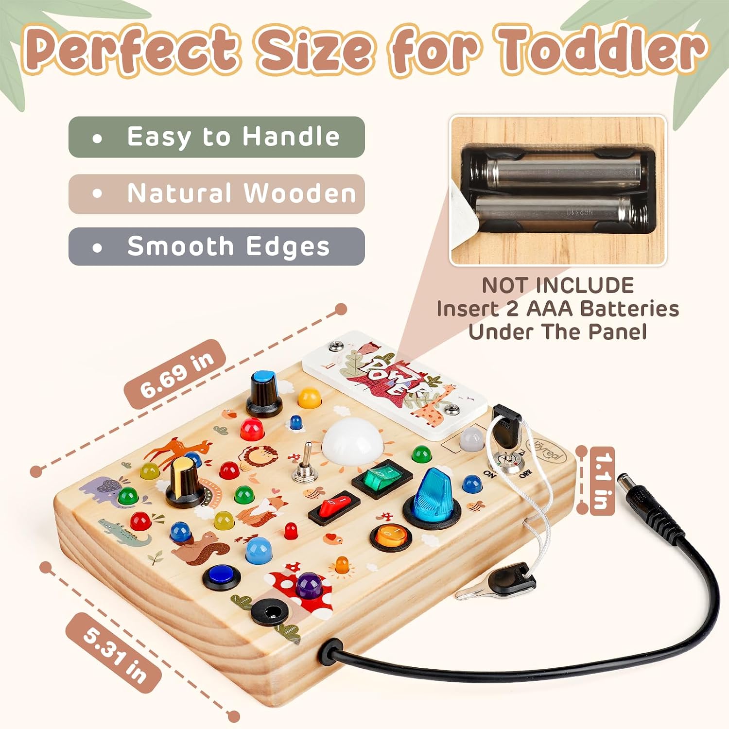 Detalle 1 de Joyreal Montessori Busy Board 19 LED ab 1 Jahr