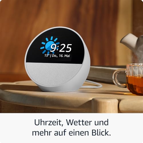 Detalle de Amazon Echo Spot (neuste Generation) – Smarter Wecker mit Alexa, schwarzes Gehäuse