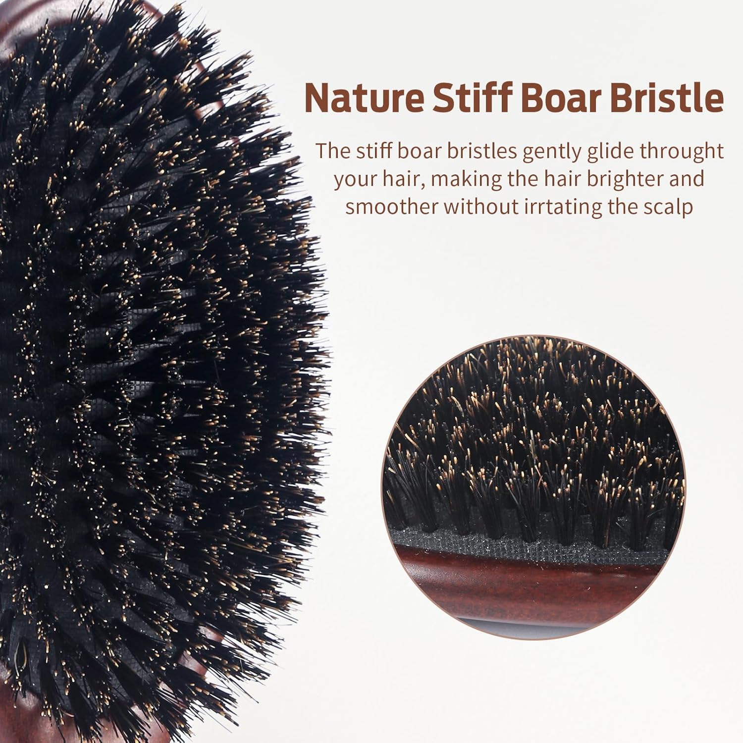 Detalle de RAVEGO Spazzola per capelli con setole di cinghiale 🎀