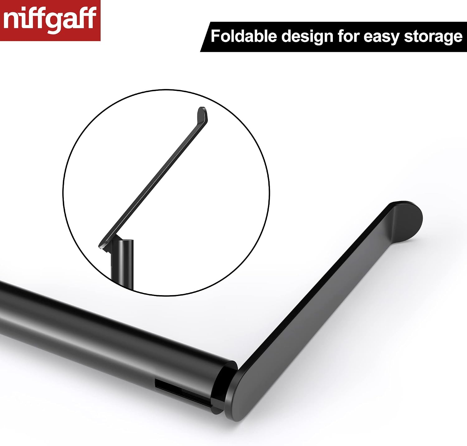 Detalle 2 de Freestanding Stainless Steel Toilet Roll Holder Stand with Black Finish