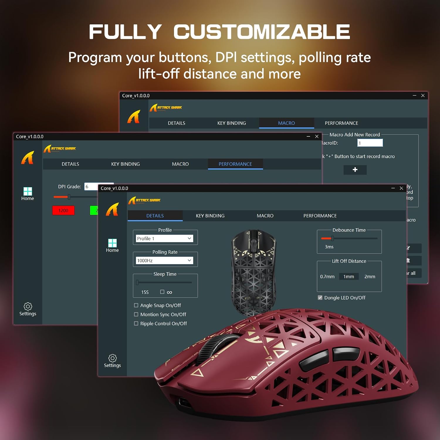 Thumbnail 6 de ATTACK SHARK R5 Ultra HyperSpeed Wireless Gaming Mouse (Ultra Carbon Fibre, PixArt PAW3950MAX, 8K, 2.4G/BT/USB-C) – Red