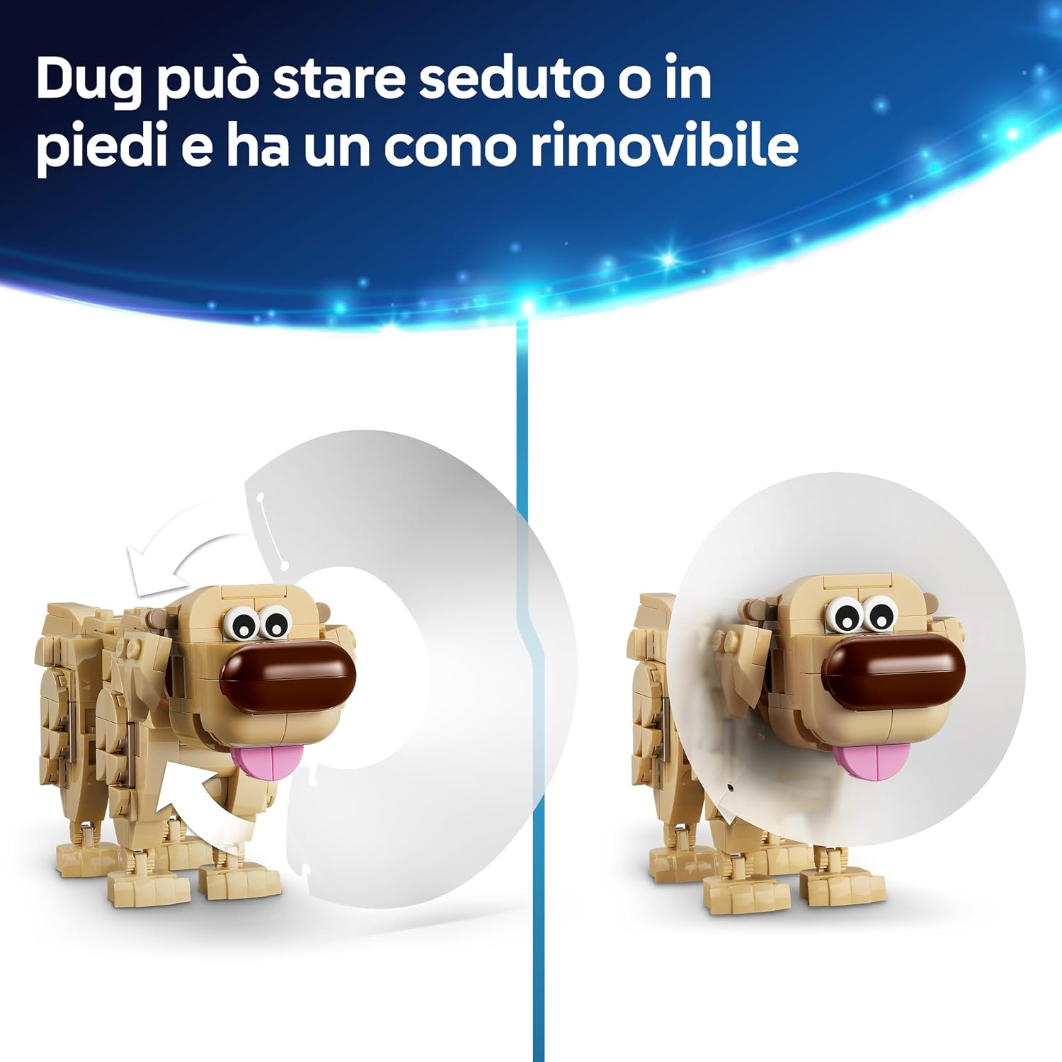 Detalle de LEGO Disney Pixar Kevin e Dug – Cane Golden Retriever e Uccello Esotico: una scena da UP da costruire