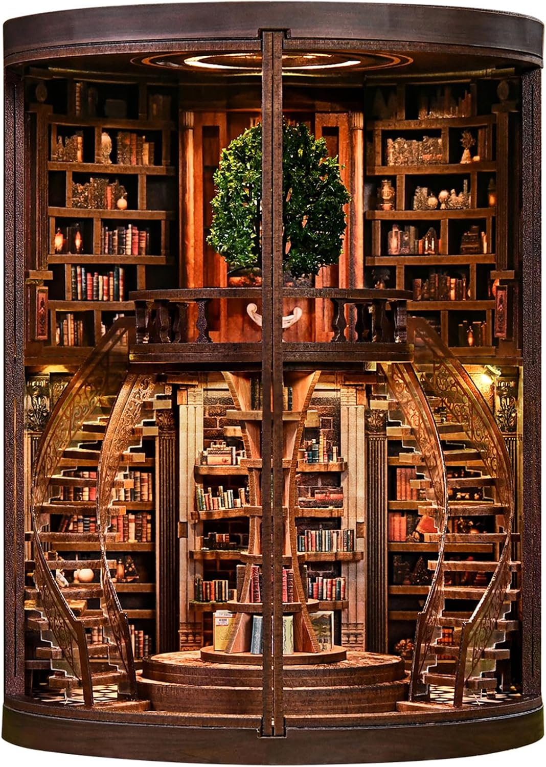 Wooden Booknook DIY 3D con Luce LED: Fermalibri in Legno con Copertura Antipolvere