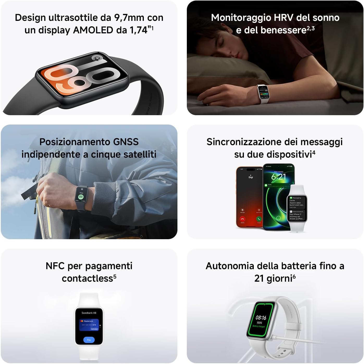 Detalle de XIAOMI Smart Band 10 Pro NFC: Fitness Tracker con display AMOLED 1,74" e GNSS - autonomia fino a 21 giorni