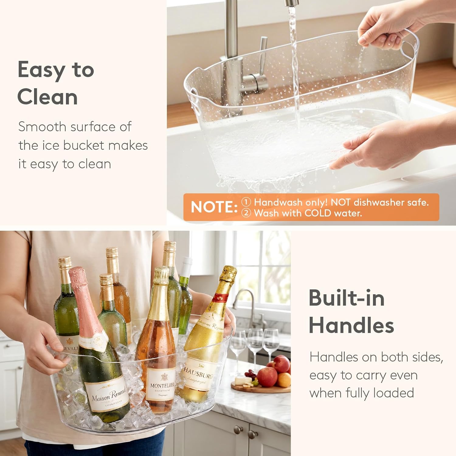 Thumbnail 6 de Lifewit 13L Ice Bucket for Parties (2-Pack) – Large Clear Plastic Drink Cooler