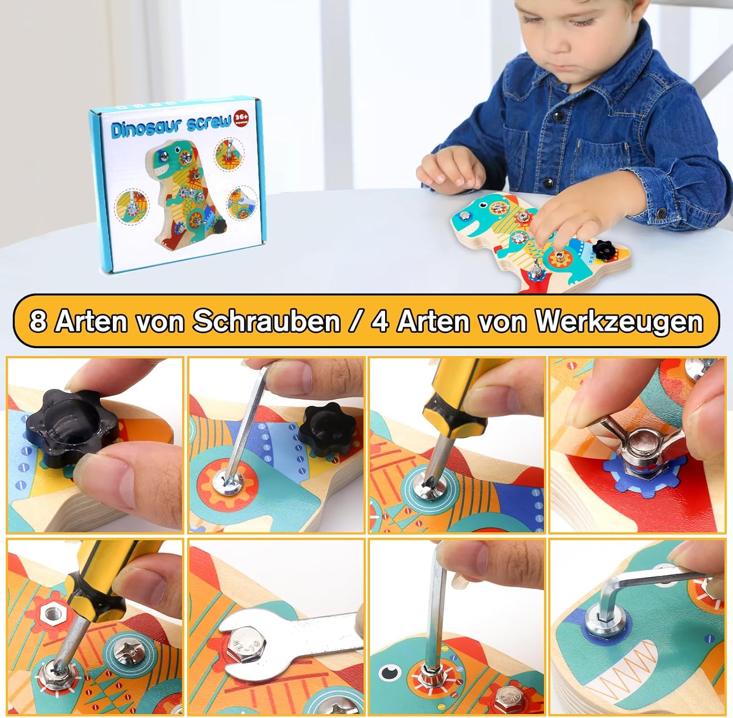 Thumbnail 4 de Liangding Montessori Busy Board Dino, ab 3 Jahren