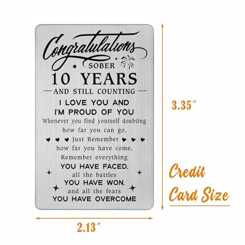 Detalle de Tangvo 10 Year Sobriety Wallet Card – Sober Anniversary Gift for Him or Her