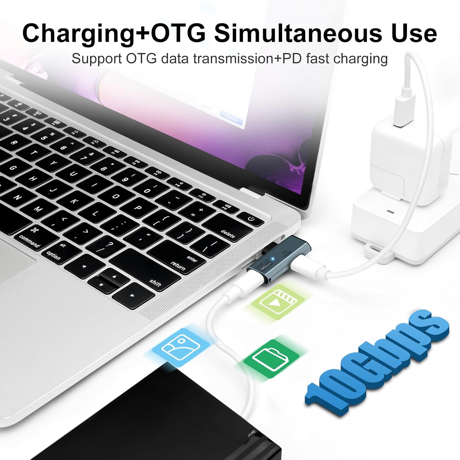 Thumbnail 2 de Seminer 1in2-dual-typec-gray USB-C OTG Adapter with 100W PD and 10Gbps