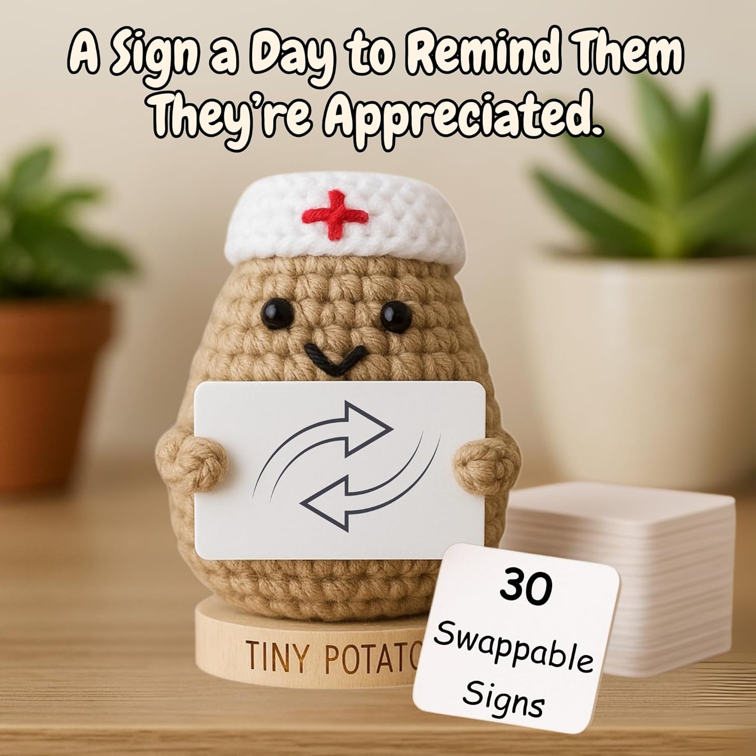 Thumbnail 3 de Nurse Gifts for Women - Positive Crochet Potato with 30 Signs: Cute, Funny, and Heartfelt RN Appreciation