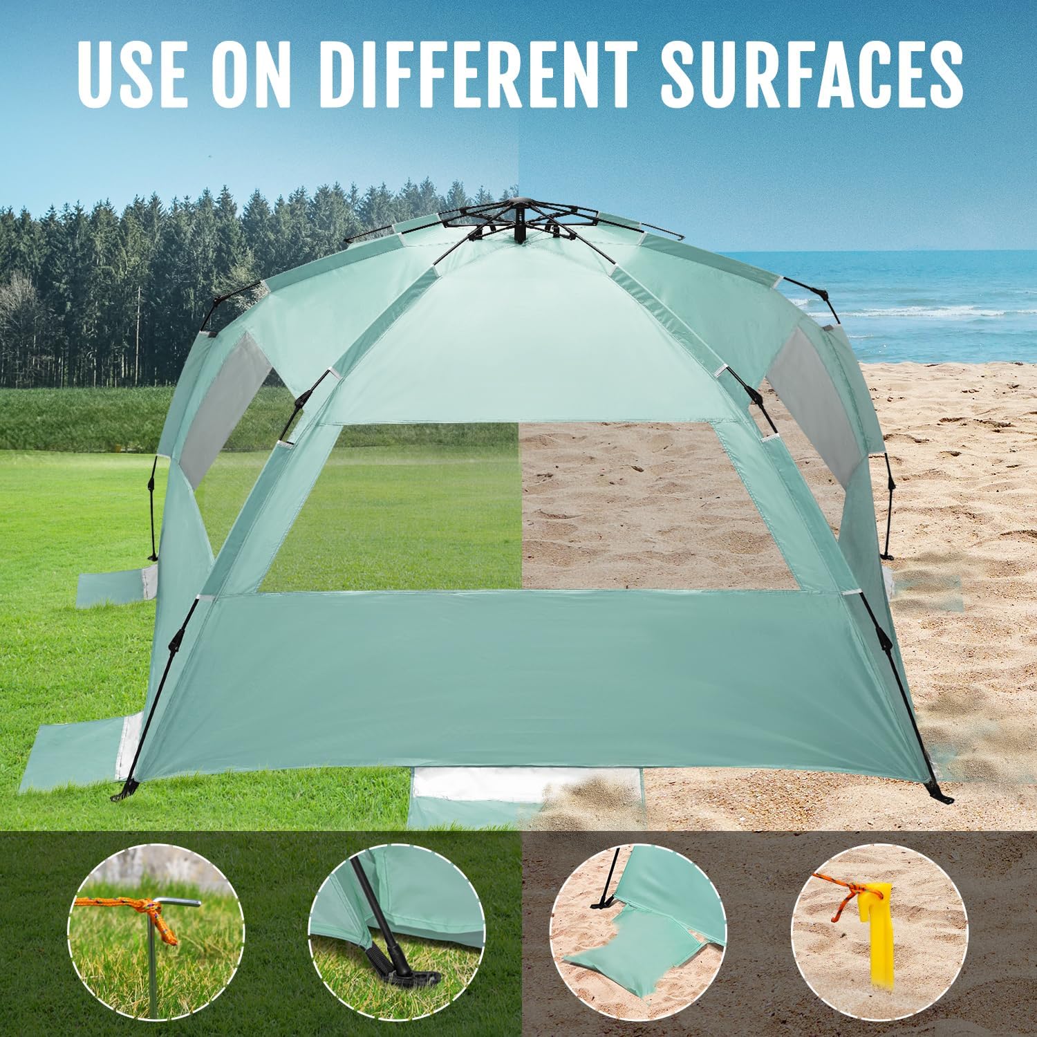 Thumbnail 6 de WhiteFang Deluxe Pop Up Beach Tent: UV-Protection Shelter for 3–6 People