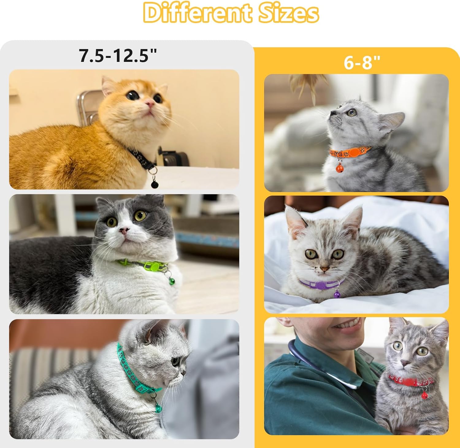 Thumbnail 3 de Taglory reflektierendes Katzenhalsband-Set (2 Stück) mit Sicherheitsverschluss & Glöckchen, verstellbar 15–20 cm – Rot