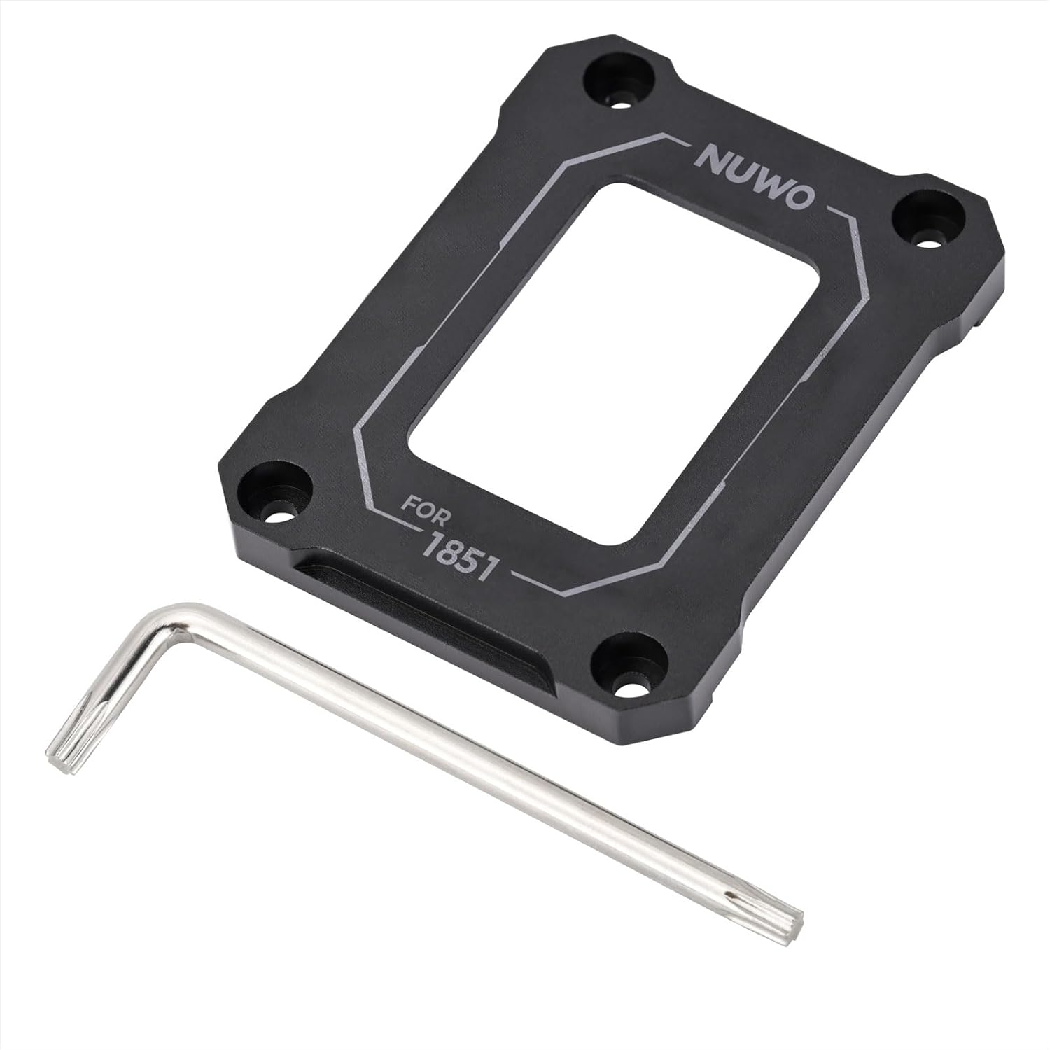 Detalle de Supporto Secure Frame anti-piegatura FRCPUAM5 per CPU AMD AM5, telaio di fissaggio in nero con viti