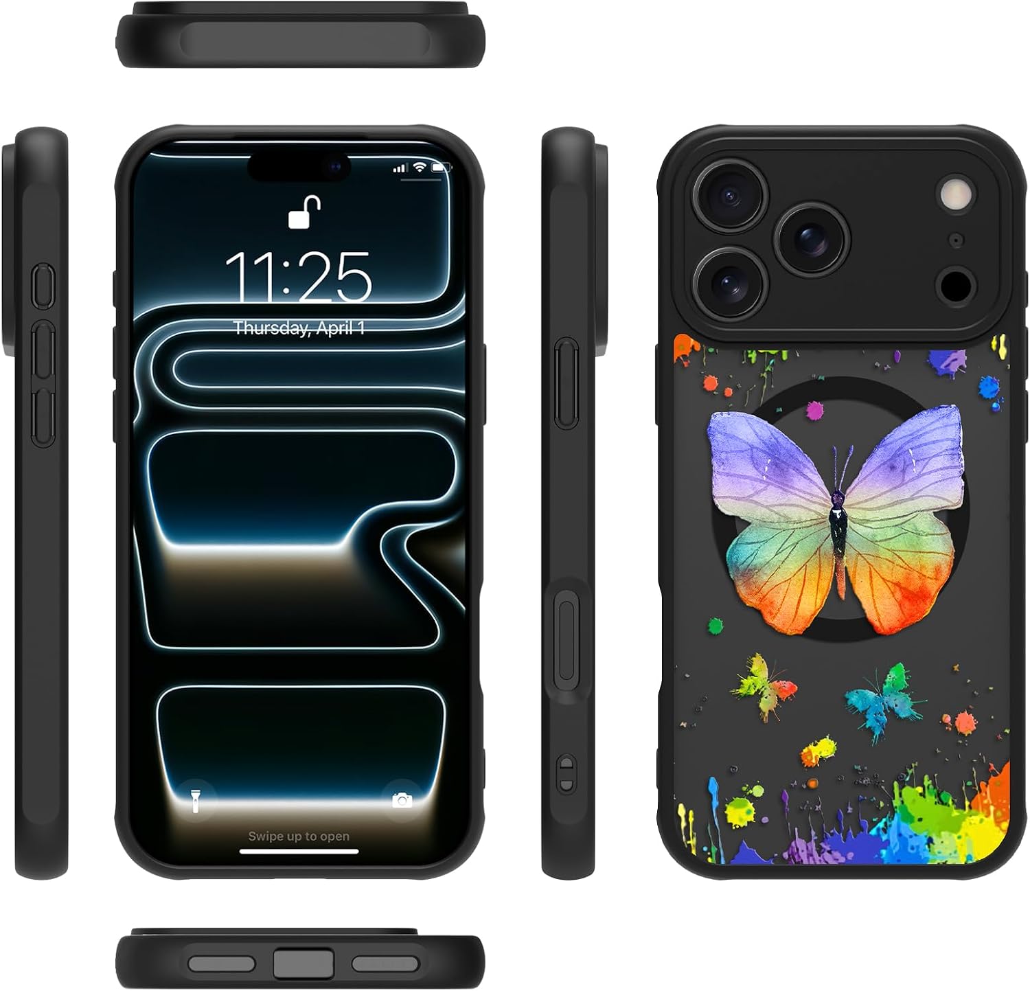 Detalle 2 de MZELQ 2209610-17PM-ColorButBla iPhone 17 Pro Max Magnetic Case, Frosted Butterfly