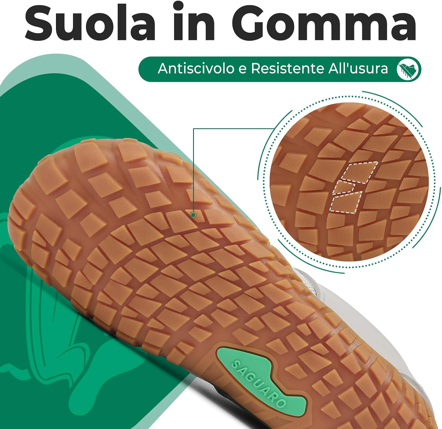 Detalle de SAGUARO Barefoot Shoes minimaliste uomo/donna con punta larga e suola antiscivolo