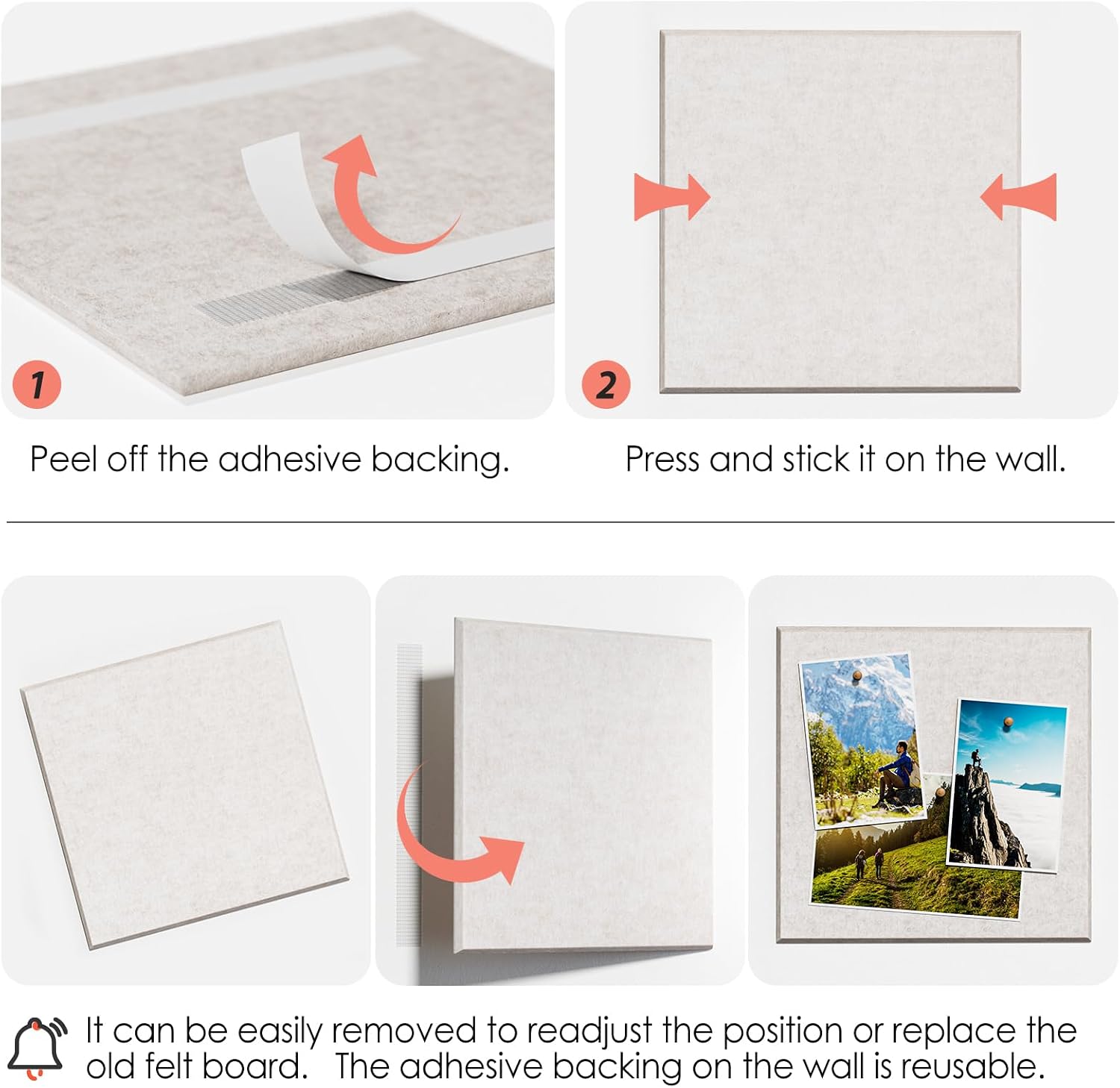 Detalle 2 de MaxGear MaxGear-Bulletin-Board-Light-Tan6 Felt Bulletin Board, Light Tan, 6-Pack