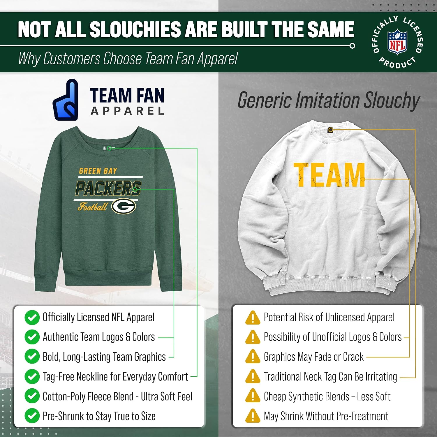 Detalle 2 de NFL Women's Crewneck Sweatshirt, French Terry