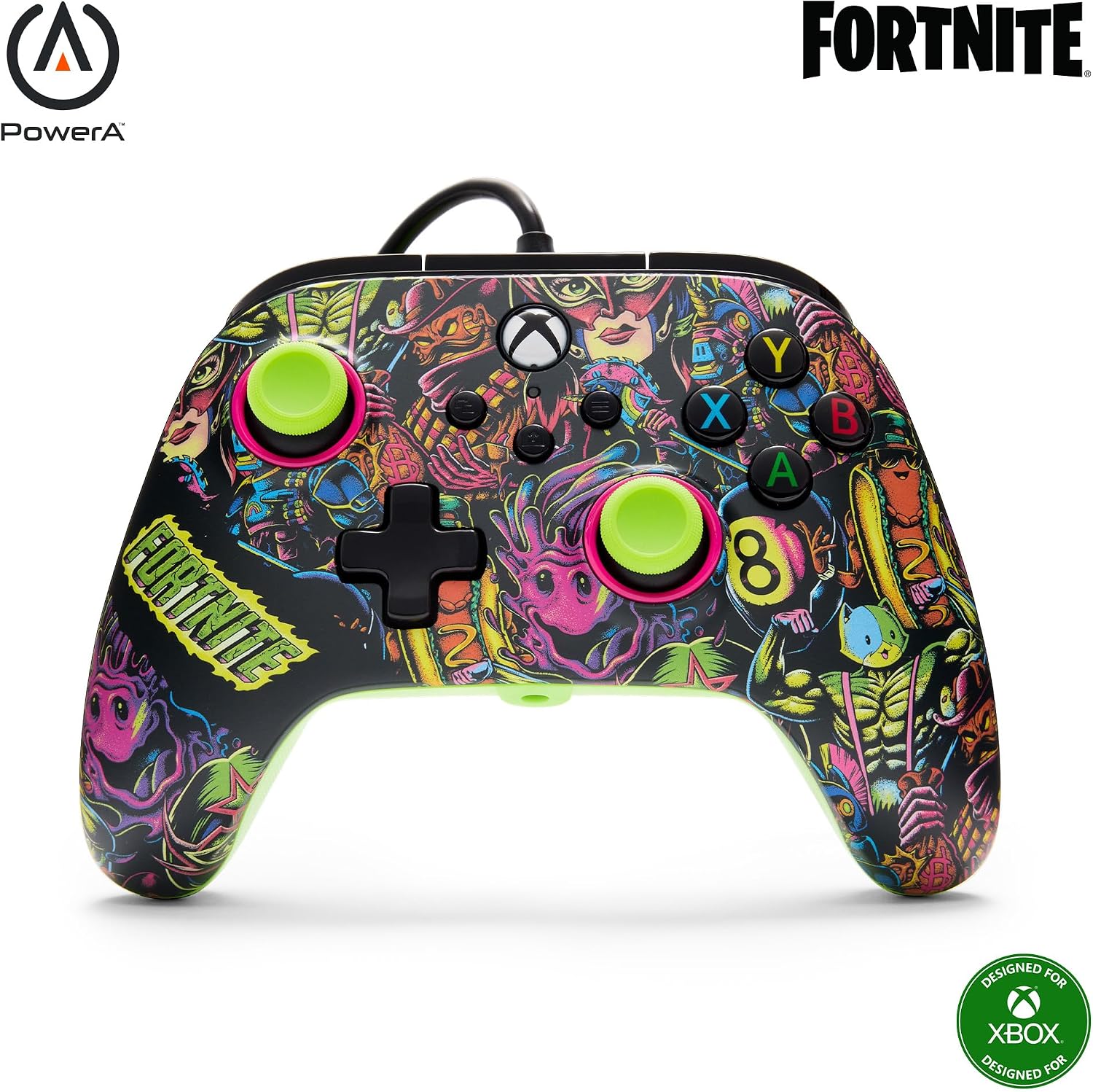 Detalle de PowerA Advantage Wired Controller Fortnite Glow for Xbox Series X|S