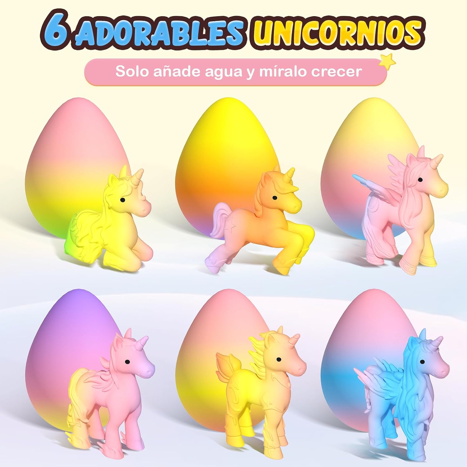 Detalle de Unicorn Hatching Rainbow Eggs for Kids 6 Pack 🧩