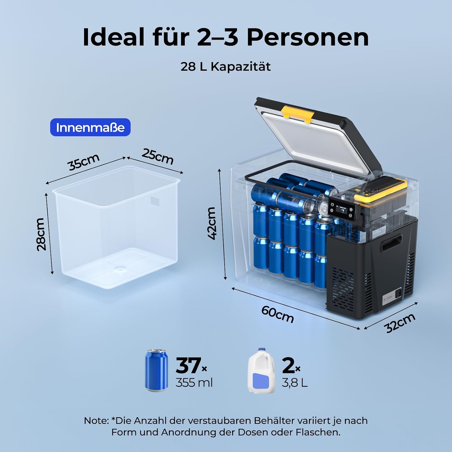 Thumbnail 6 de BougeRV CRX3 Kompressor Kühlbox 28L mit Akku 240Wh – mobile Kühlung fürs Auto, Camping und Outdoor