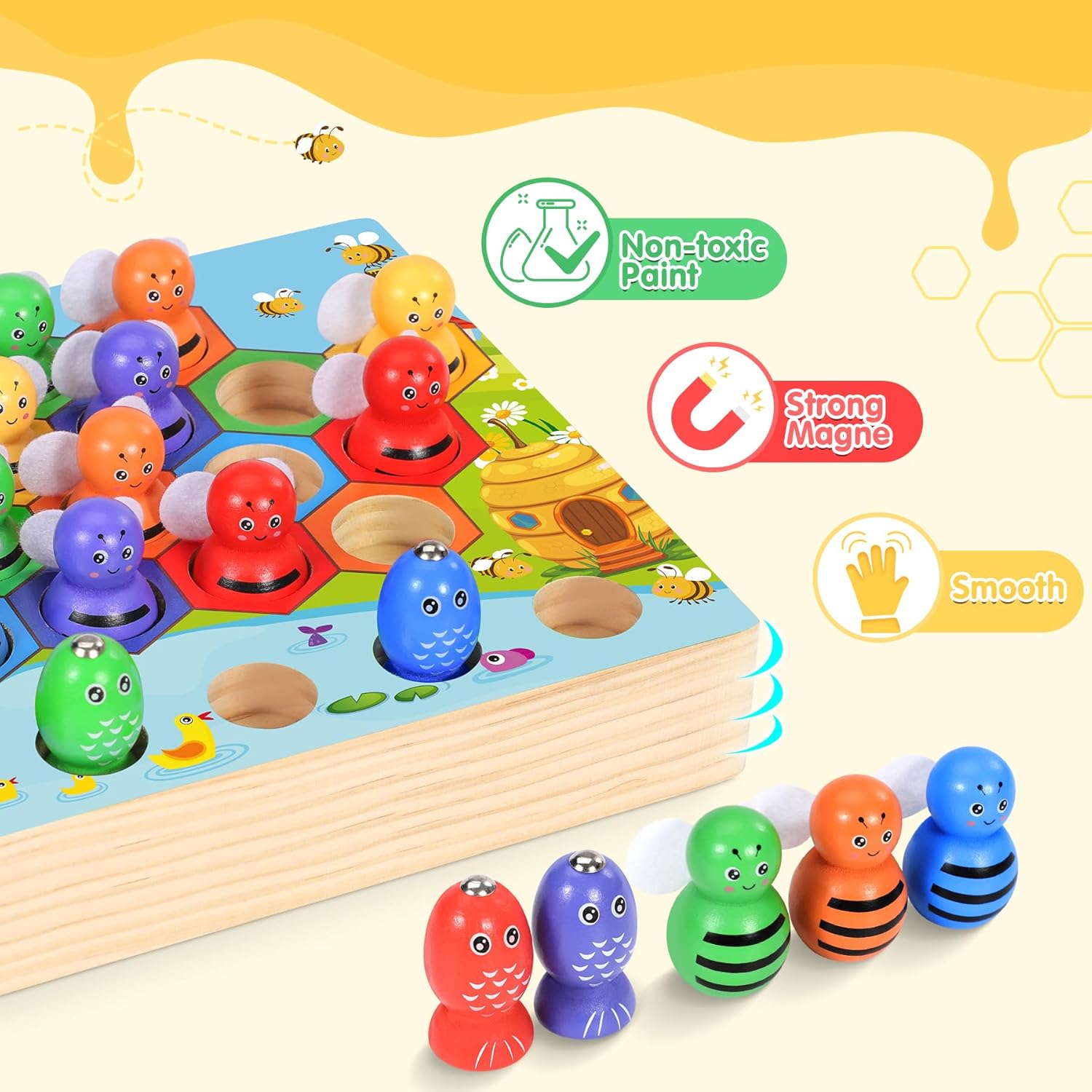 Thumbnail 4 de Ophy Giochi Montessori 3 in 1 in legno con pesca magnetica e classificazione colori (2–5 anni)
