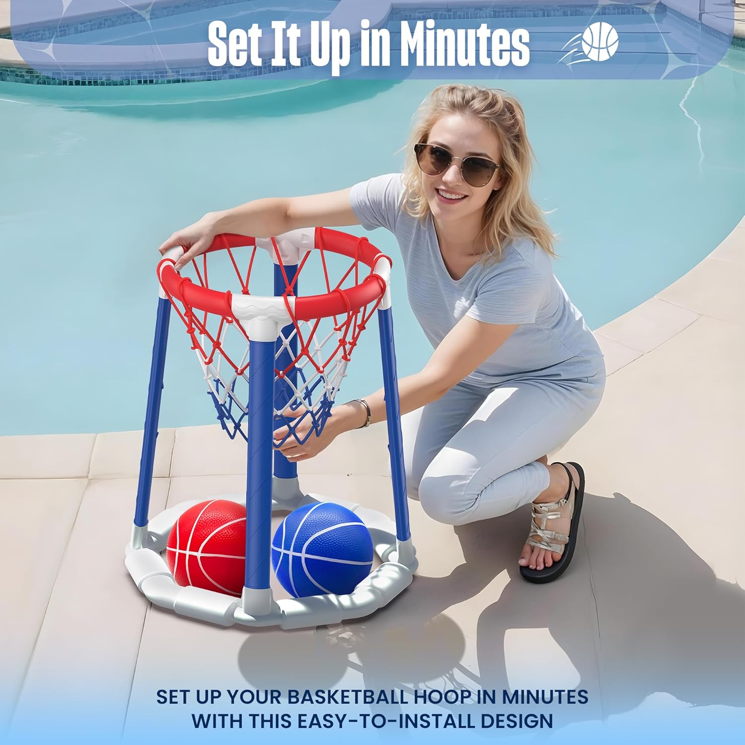 Thumbnail 3 de Pool Basketball Hoop Set with 2 Balls and Pump