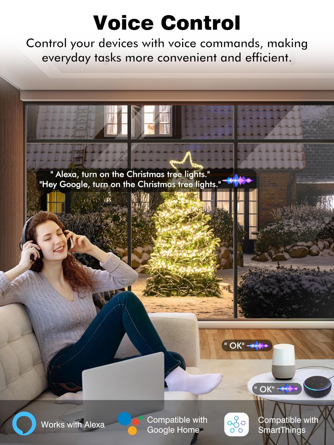 Detalle de EIGHTREE ET77 Outdoor Smart Plug, 15A, Dual Independent Outlets, IP44