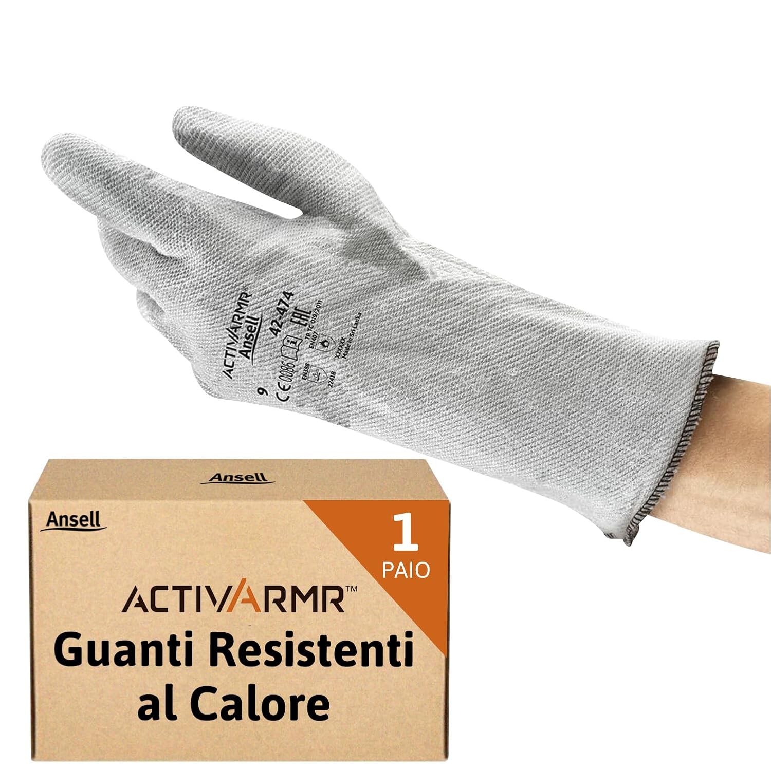 Detalle de Ansell ActivArmr 42-474 Guanti Termoresistenti, taglia L, uso meccanico e chimico