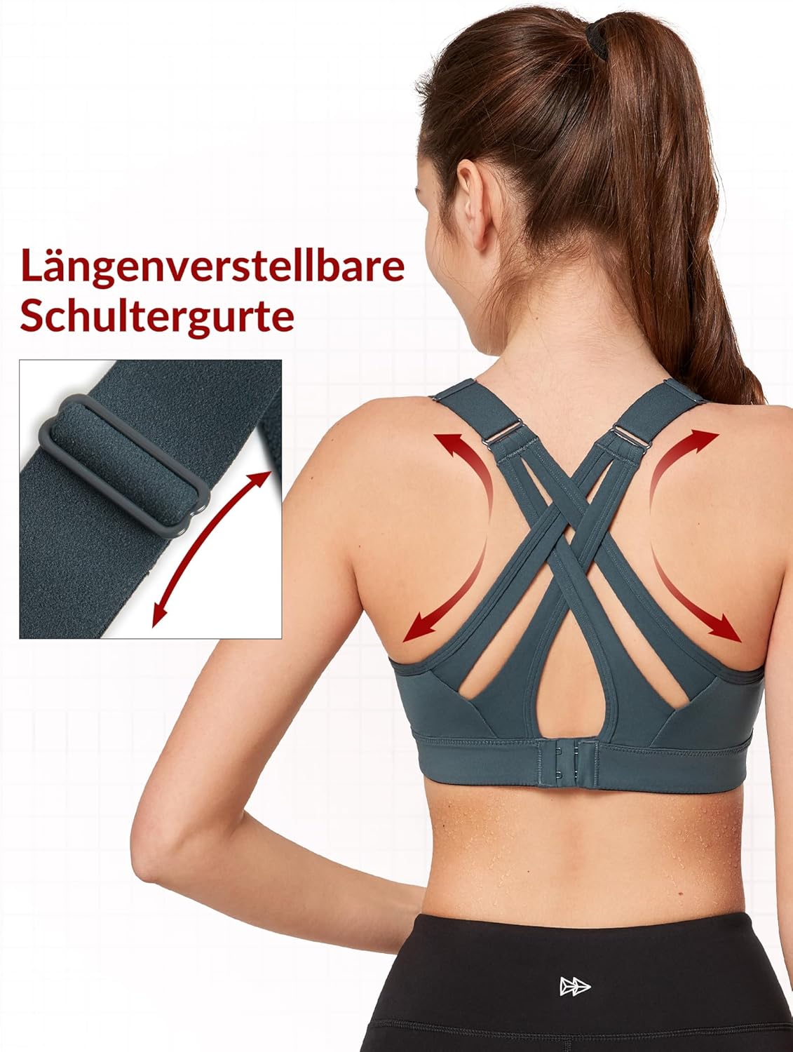 Detalle de Yvette Sport BH Starker Halt Verstellbare Träger Gekreuzt Rücken – Große Größen