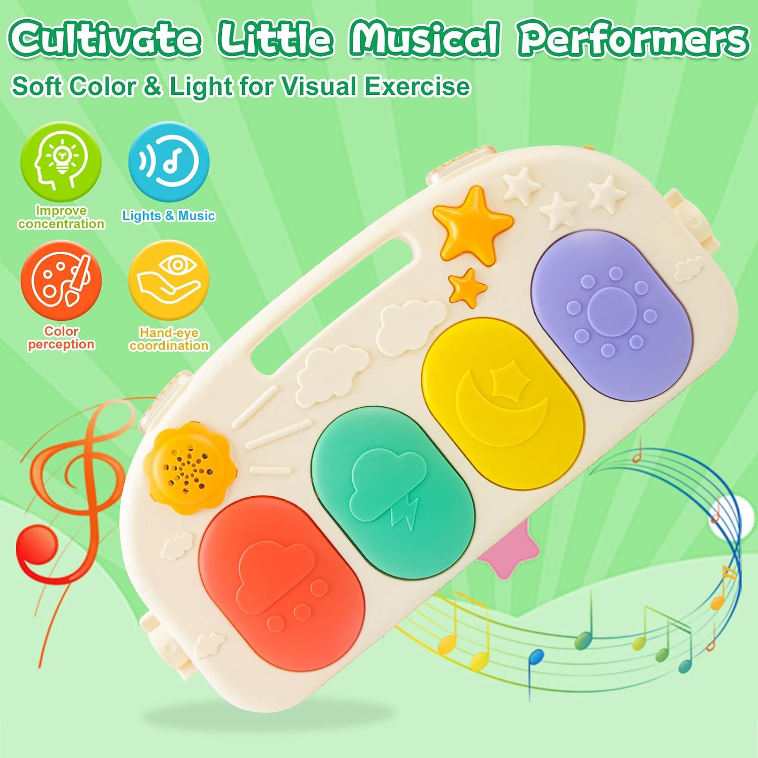 Detalle 2 de Playix Baby Activity Gym Play Mat with Piano, Removable Toys and Mirror