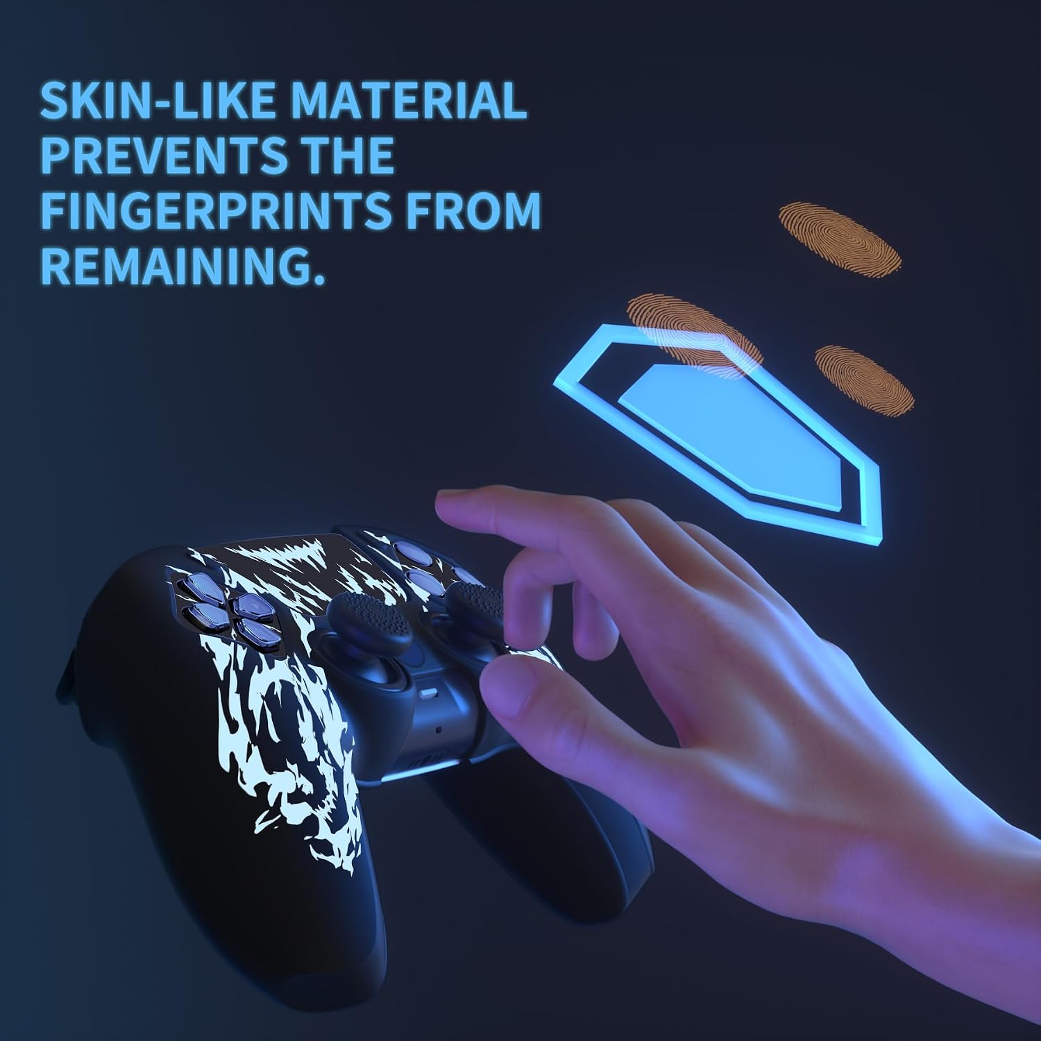 Thumbnail 6 de PlayVital Design for PS5 Controller Skin Cover with Charging Station (Pure Series, Carving Fire Skull)