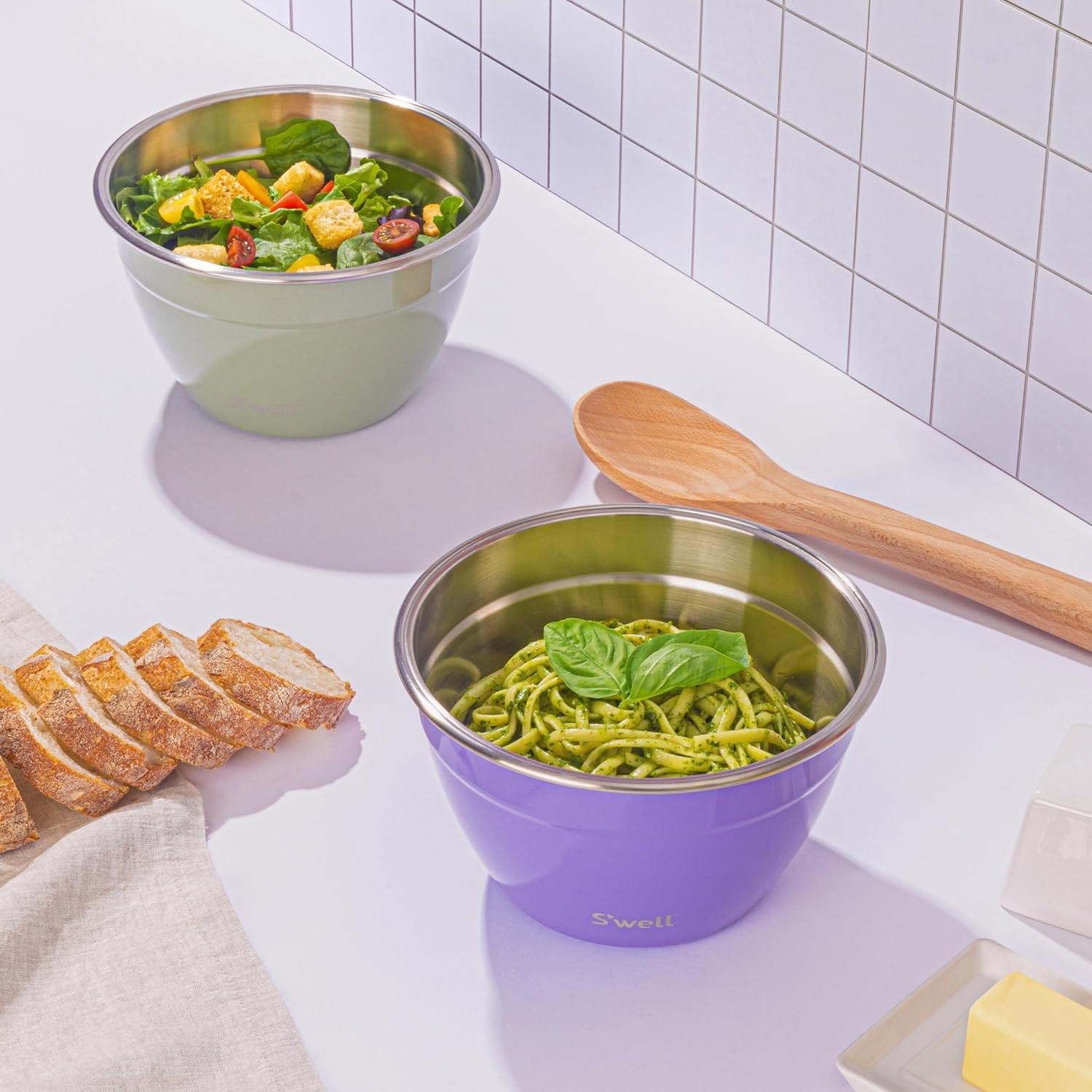 Thumbnail 4 de S'well 64oz Stainless Steel Salad Bowl Kit in Mountain Sage