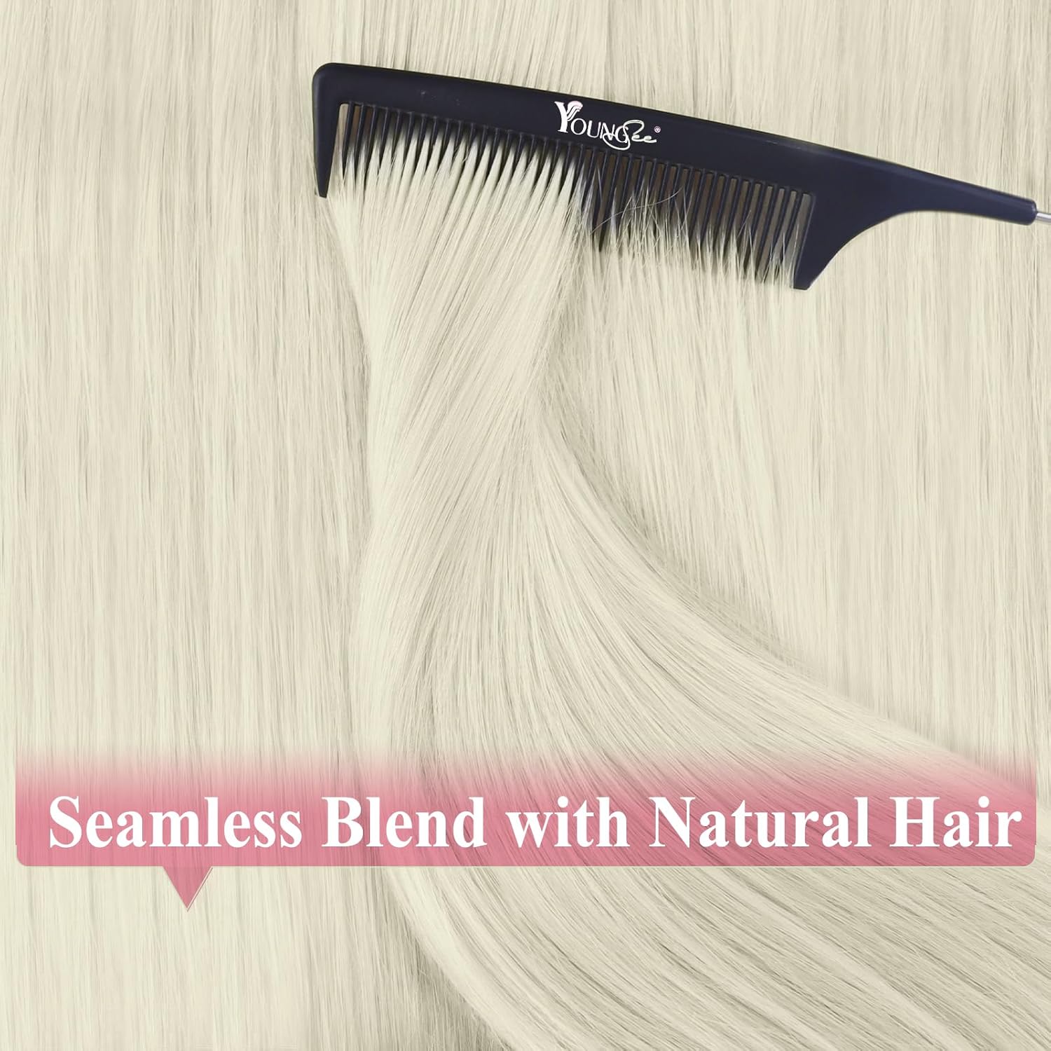 Thumbnail 5 de YoungSee Tape-in Extensions Echthaar Platinblond, 60 cm (60A) – 50 g