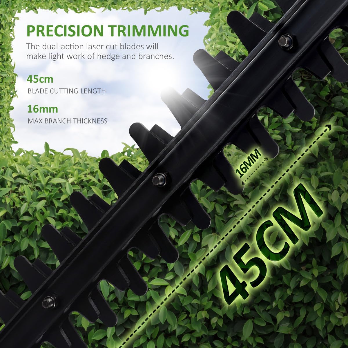 Thumbnail 2 de NETTA Pole Hedge Trimmer Long Reach (550W) – telescopic 2.7m electric hedge trimmer with 135° adjustable head