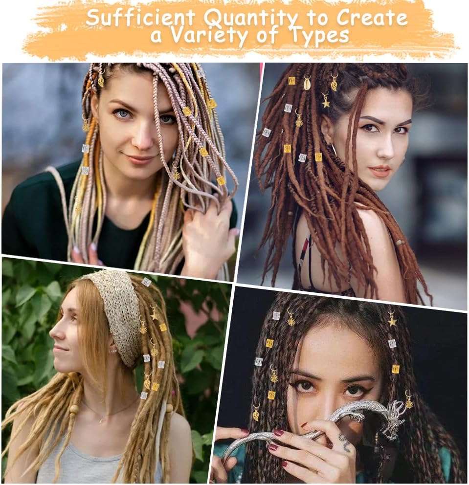 Detalle 2 de ACWOO Dreadlock Perline Clip a Spirale 53 pezzi