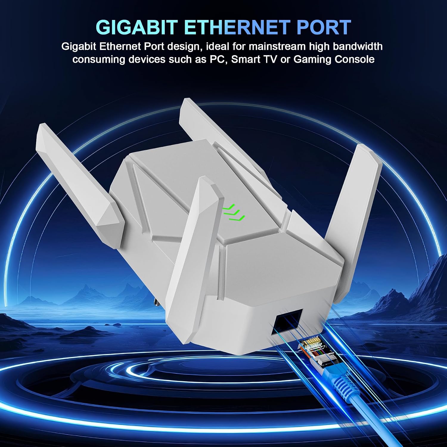 Detalle de WiFi Extender AX1800 (WiFi 6) - 18,999 sq ft Range, 135+ Devices, Ethernet Port