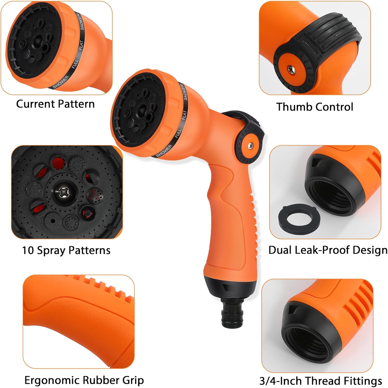Thumbnail 4 de 2 Pack Hose Pipe Spray Gun: 10-Pattern Garden Nozzles with Thumb Control
