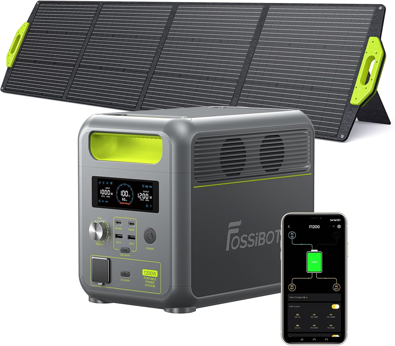 Thumbnail 1 de FOSSiBOT Portable Power Station F1200 (1024Wh) LiFePO4 with 1200W AC output and UPS mode
