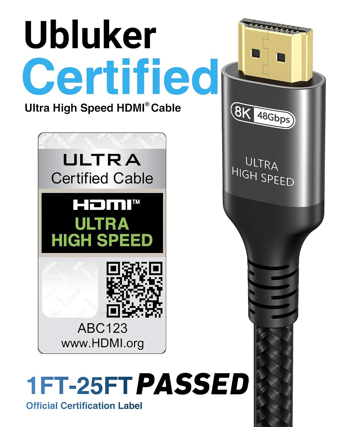 Detalle 2 de Ubluker UB555 5 m HDMI Cable, 48Gbps, Certified for 8K 60Hz and 4K 144Hz
