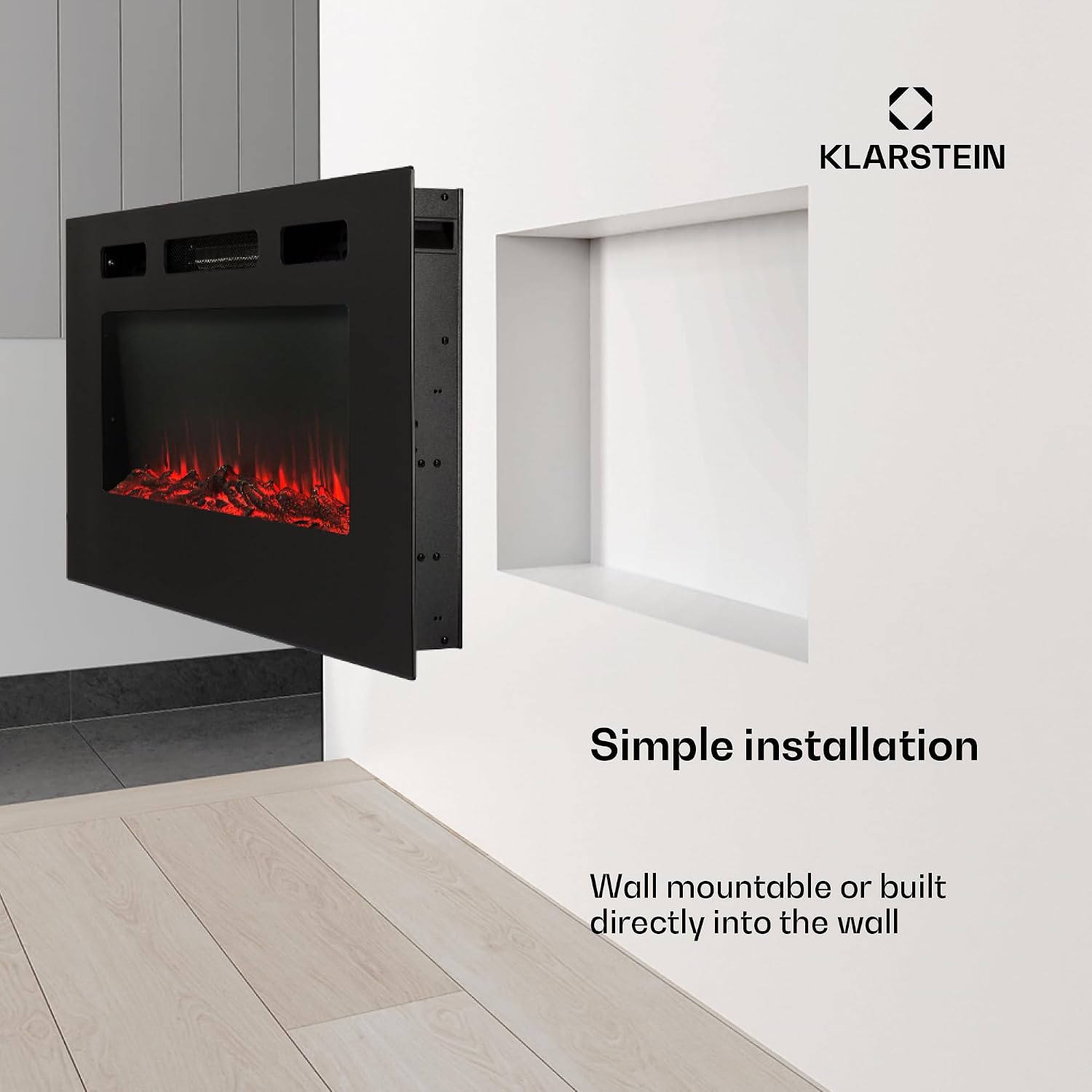 Detalle de Klarstein Galeras GDW24-Galeras102B – kominek elektryczny 900/1800 W, LED 3 kolory