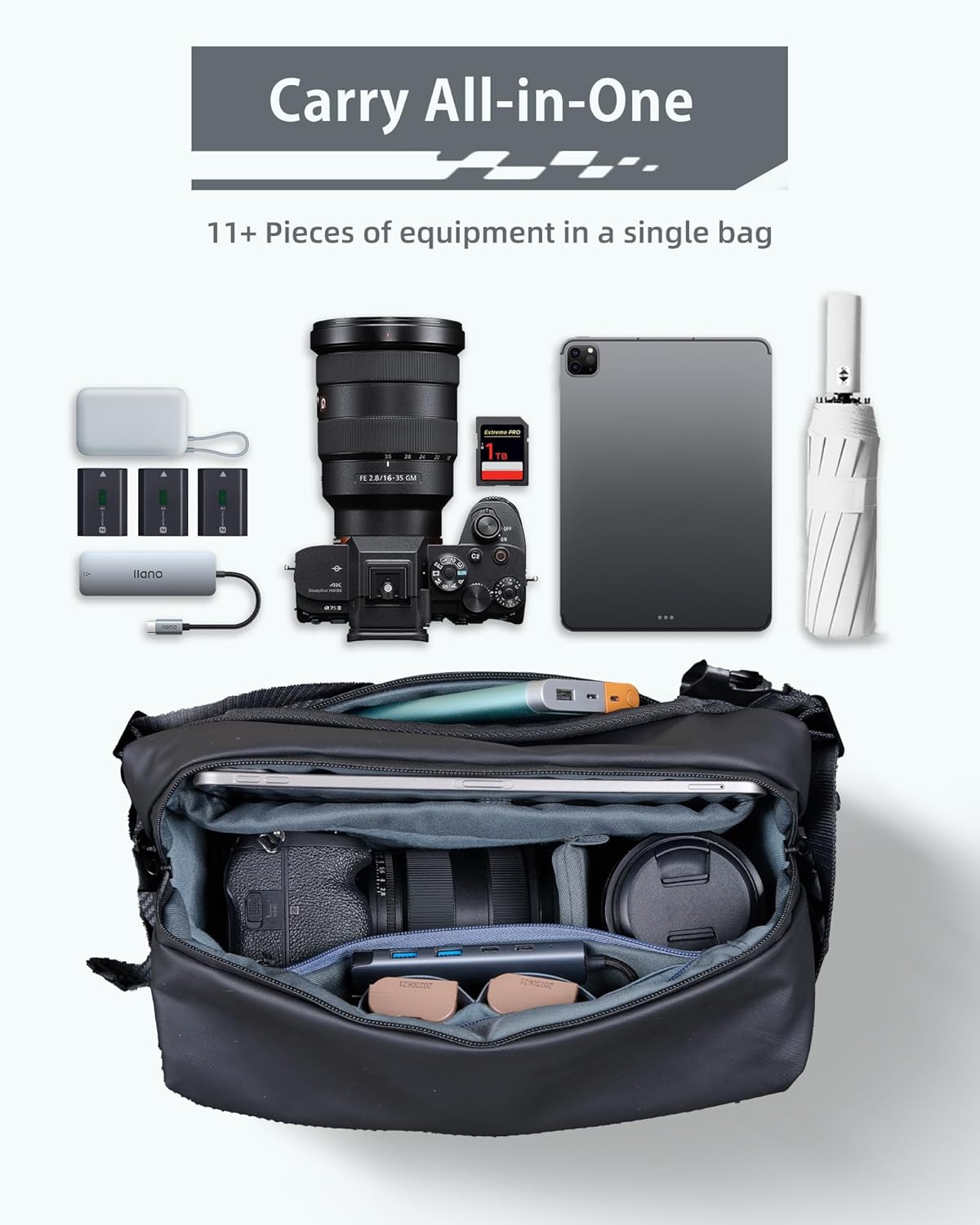 Thumbnail 1 de llano Camera Sling Bag for Photographers: Compact DSLR/Mirrorless Crossbody with Convertible Storage