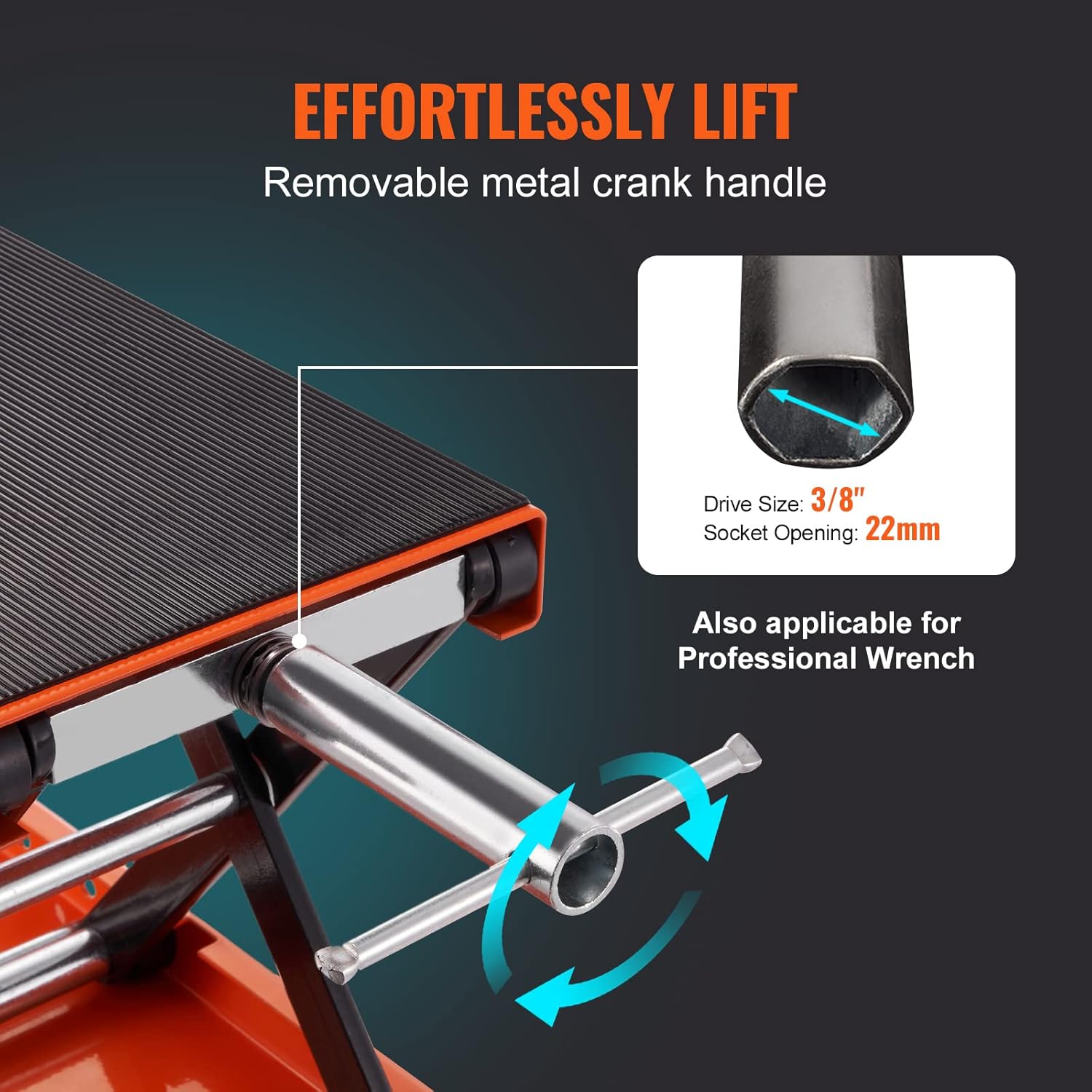 Thumbnail 4 de VEVOR Motorcycle Lift 1100 LBS Scissor Jack with Wide Deck & Safety Pin