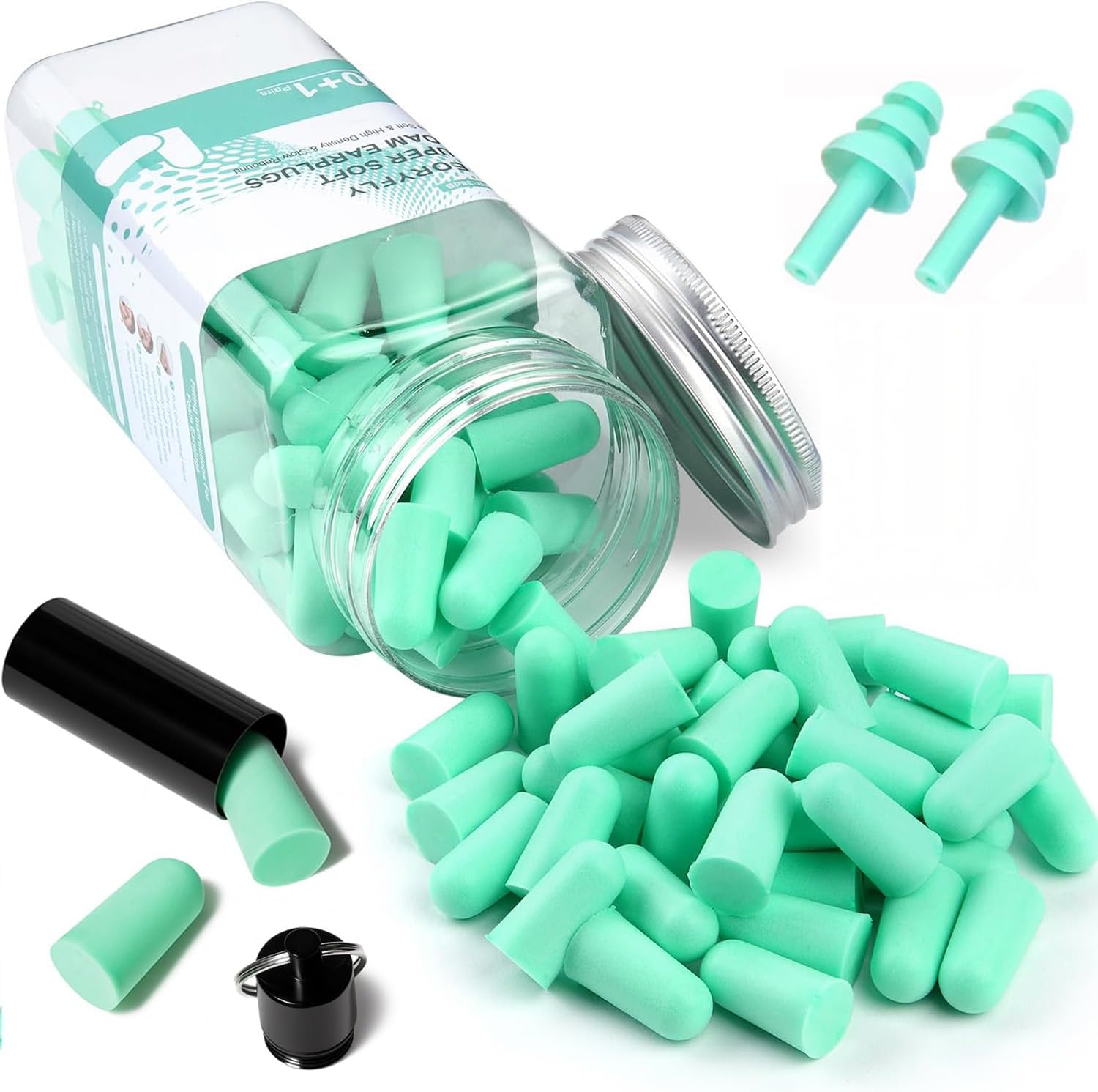 Detalle de VeoryFly SA-7-5 Foam Earplugs, 38 dB SNR, 61 Pairs with Case