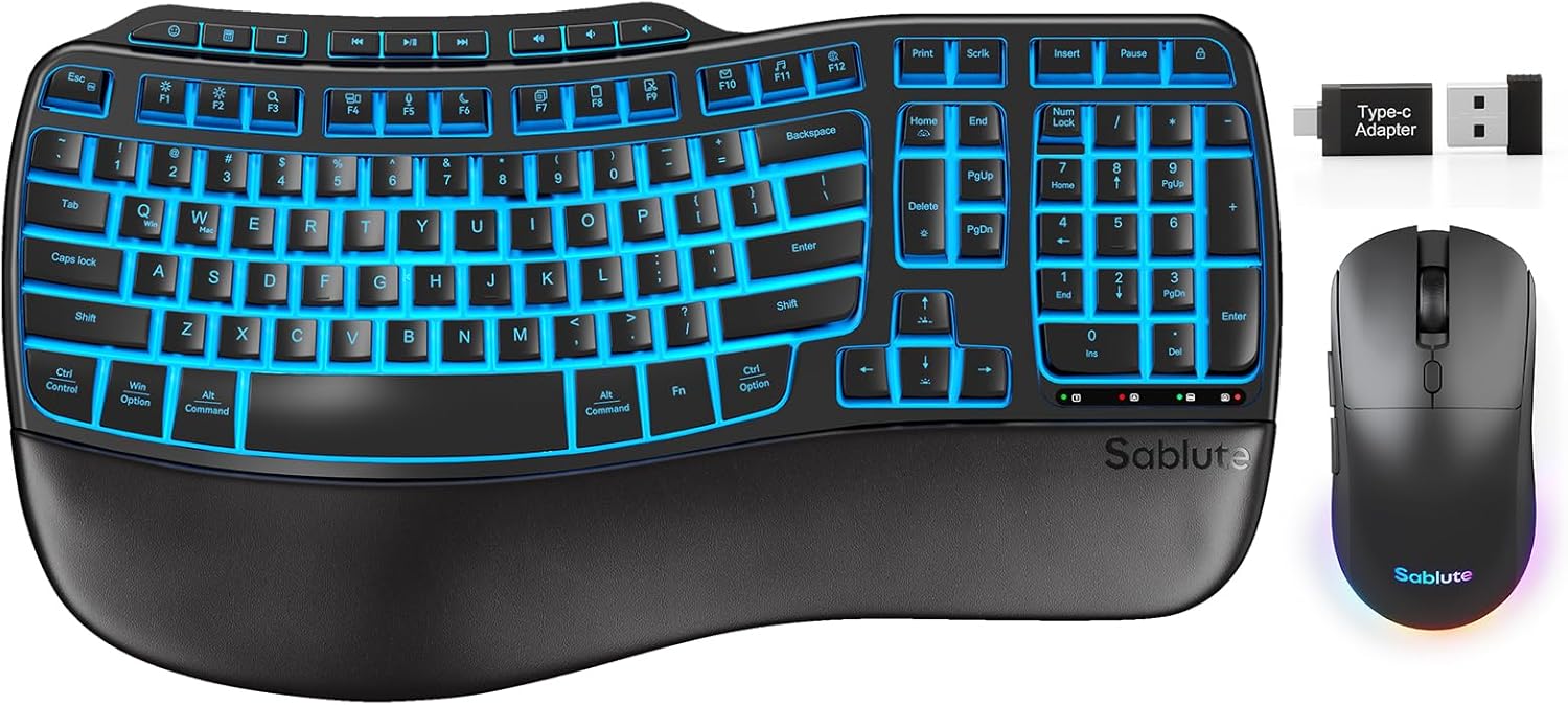 SABLUTE Ergonomic Wireless Keyboard and Mouse 4000mAh ⌨️