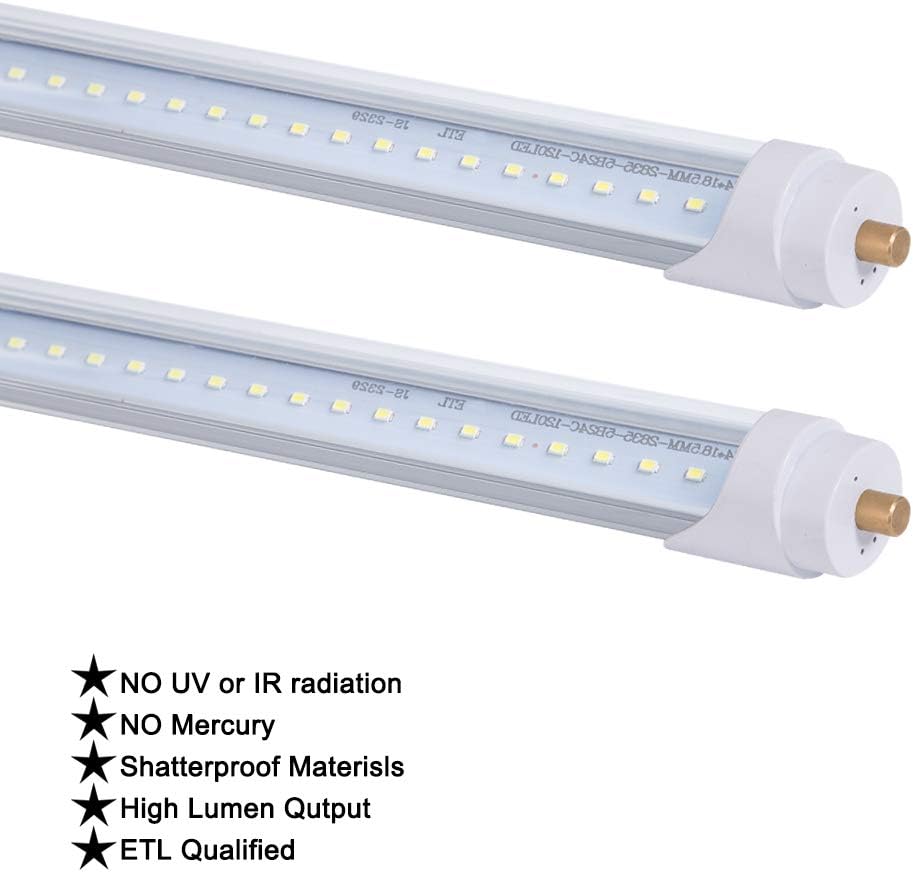 Detalle de ELEKICO 8 ft LED Tube Lights, 40W, 4,800 lm, 5000K, 10-Pack