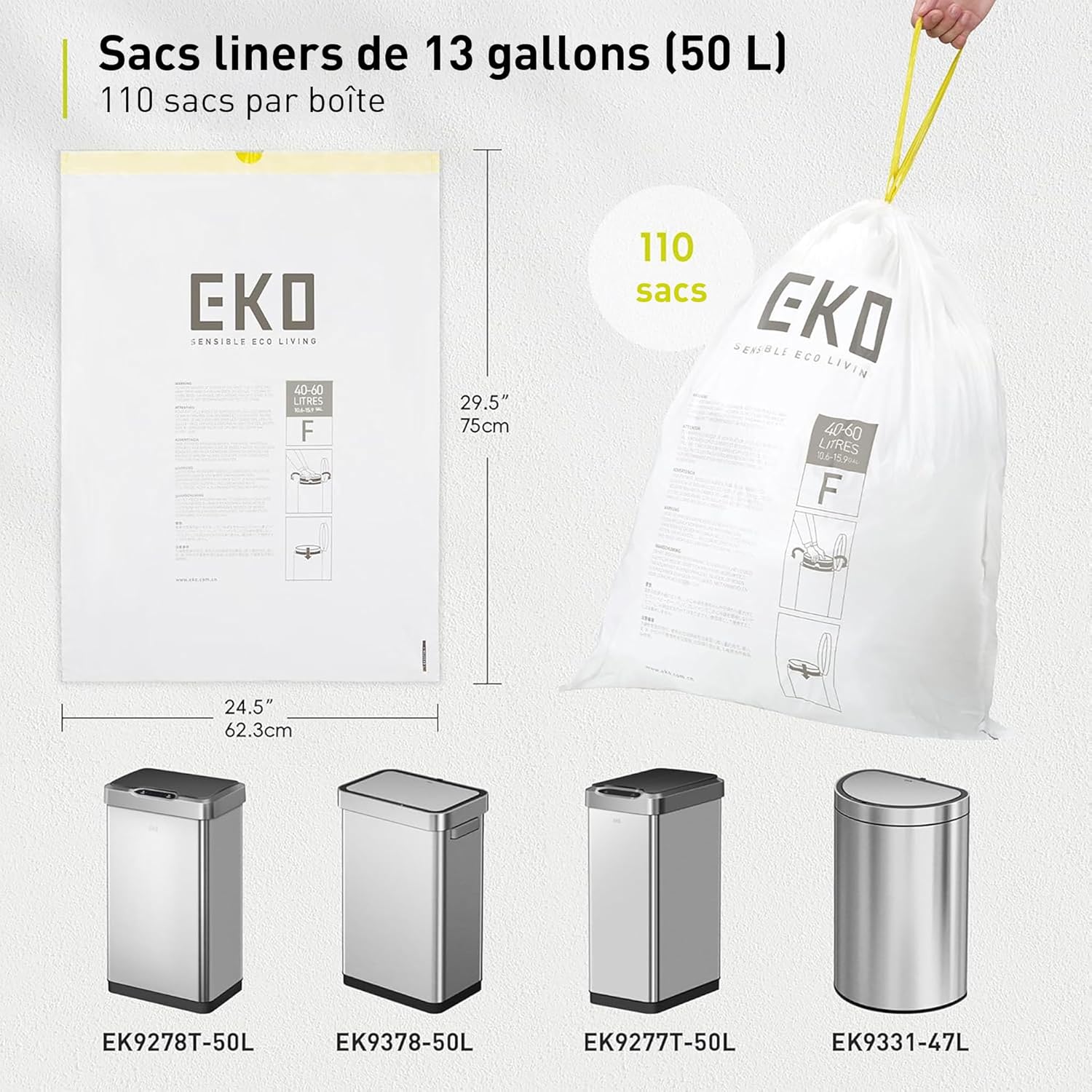 Thumbnail 4 de EKO 110 sacs poubelle 50 L đź—‘