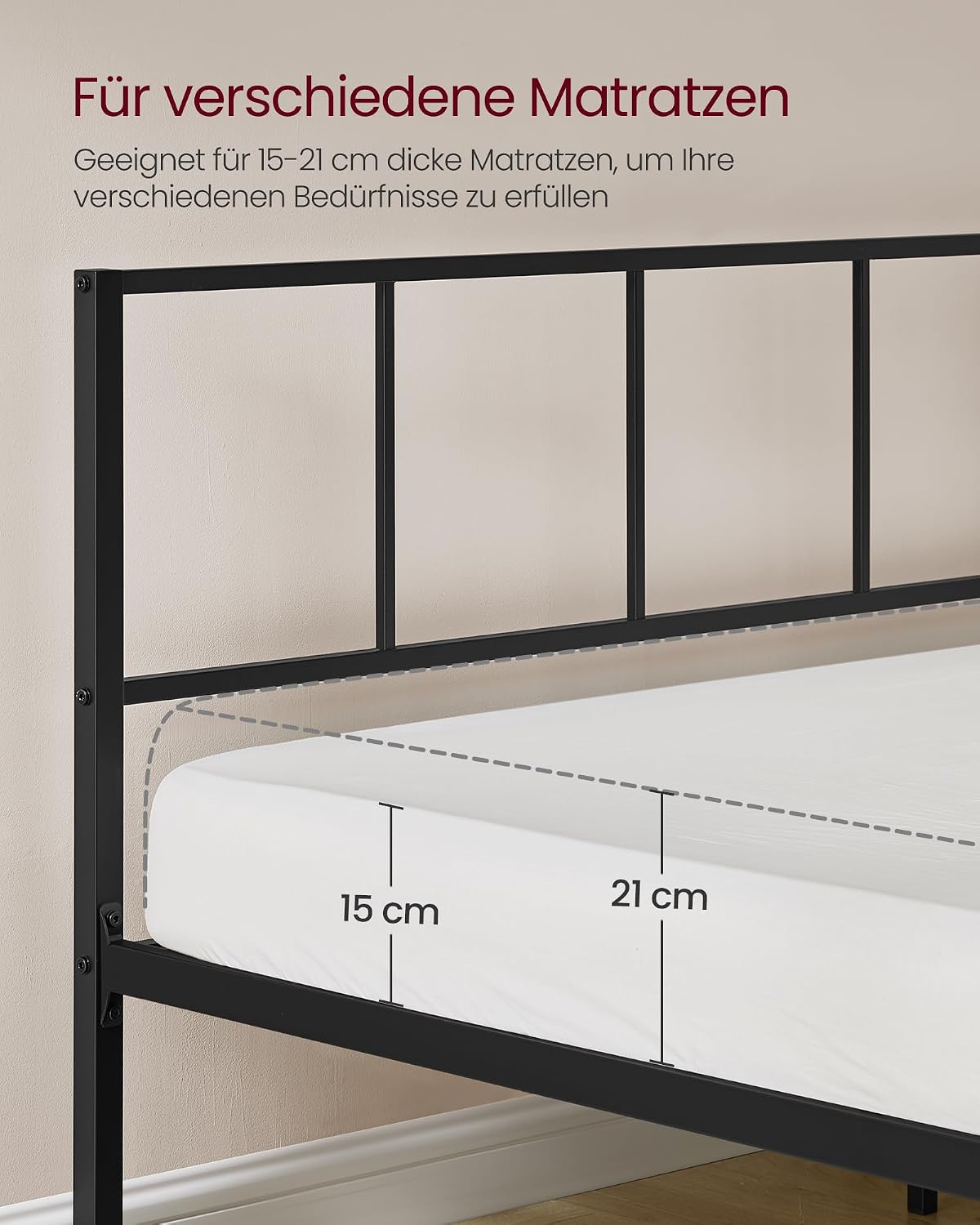Detalle 2 de Einzelbettgestell 90 x 200 cm mit Kopfteil