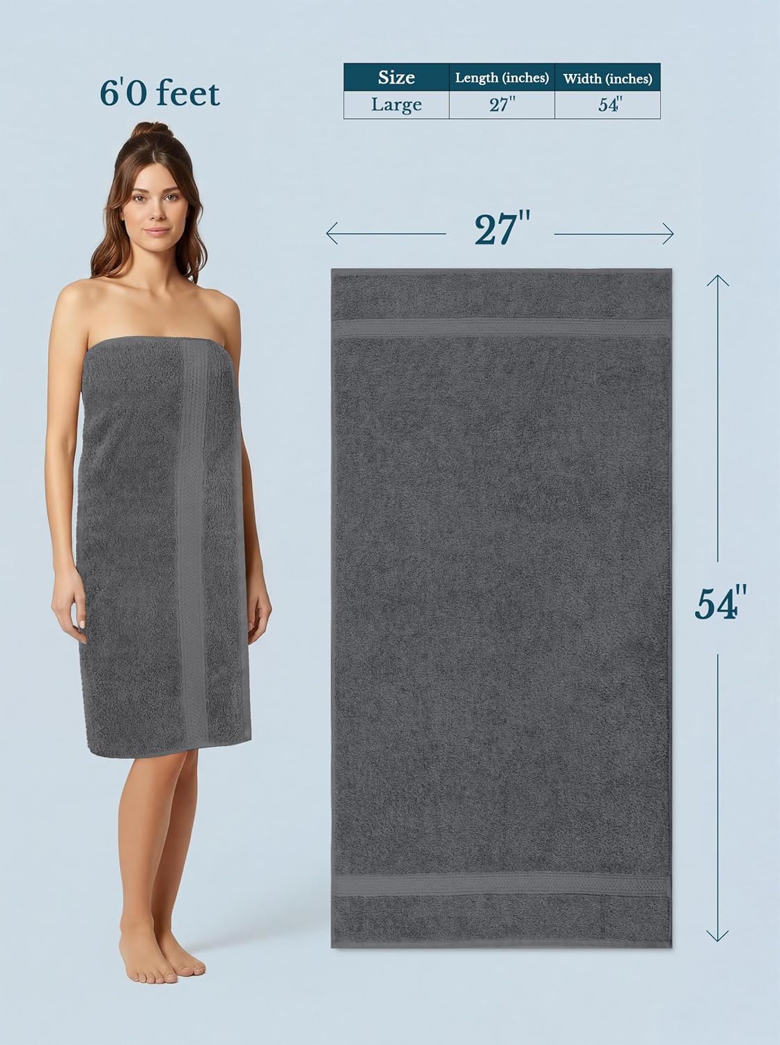 Detalle de Utopia Towels UT0563 4-Pack Cotton Bath Towels, 27 x 54 in, 600 GSM