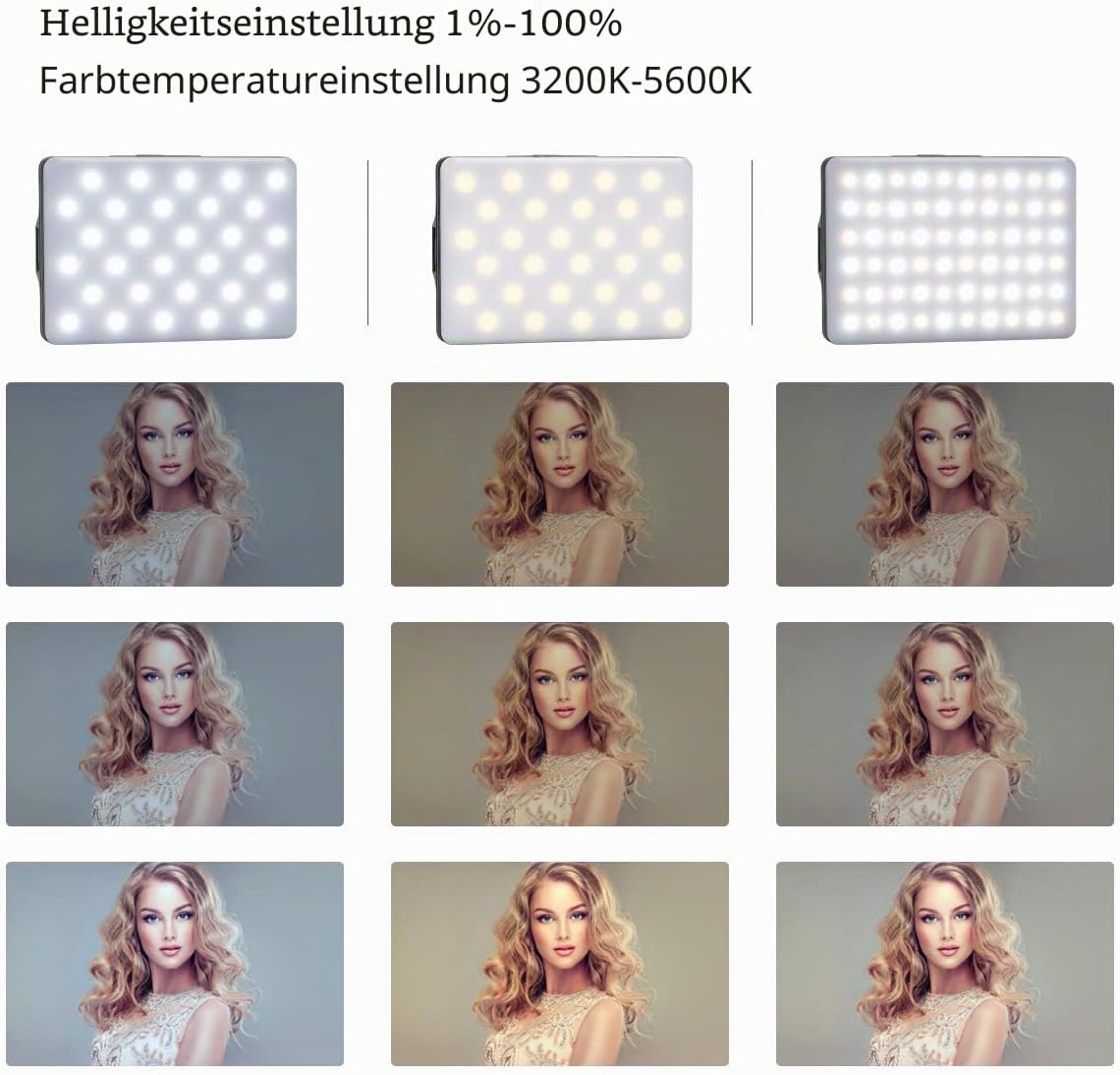 Detalle 2 de Newmowa 60 LED Videolicht 3200–5600K LED‑Panel 🎥