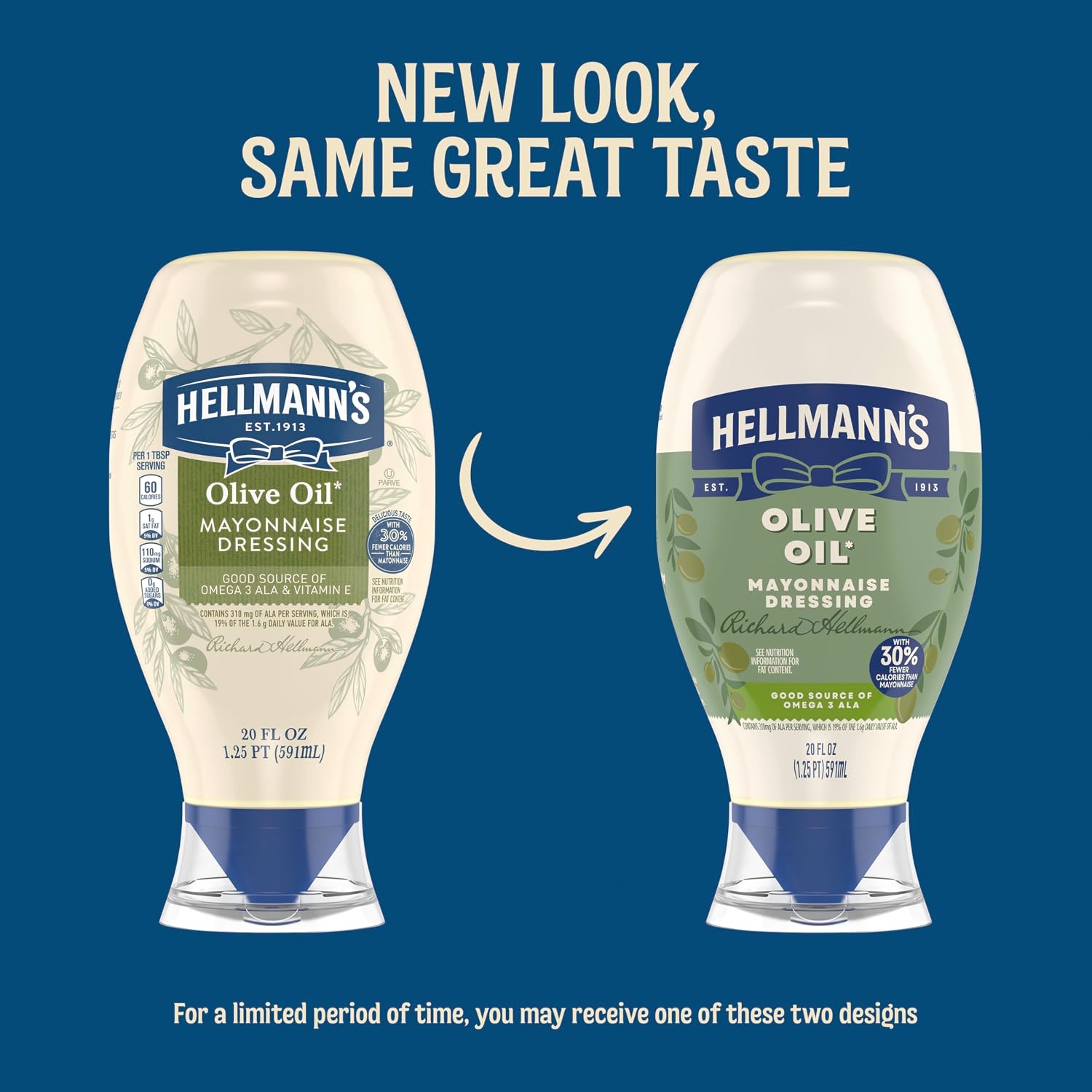 Detalle de Hellmann's Olive Oil Mayonnaise Dressing, 20 fl oz Squeeze Bottle